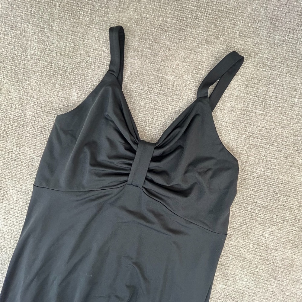 Leadingstar Tank Dress Womens Large Black Stretch Casual V-Neck Handkerchief Hem